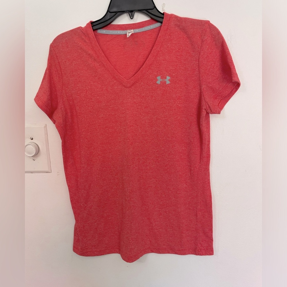 Under Armour Heat Gear Women's V-Neck Training T-Shirt Pink Size S